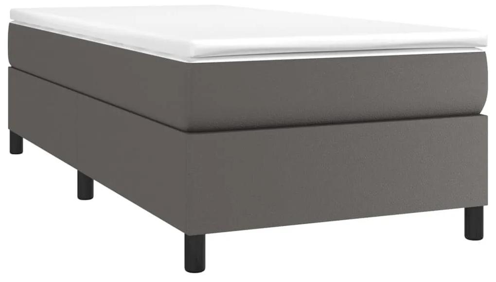 Κρεβάτι Boxspring με Στρώμα Γκρι 80 x 200 εκ. Συνθετικό Δέρμα - Γκρι