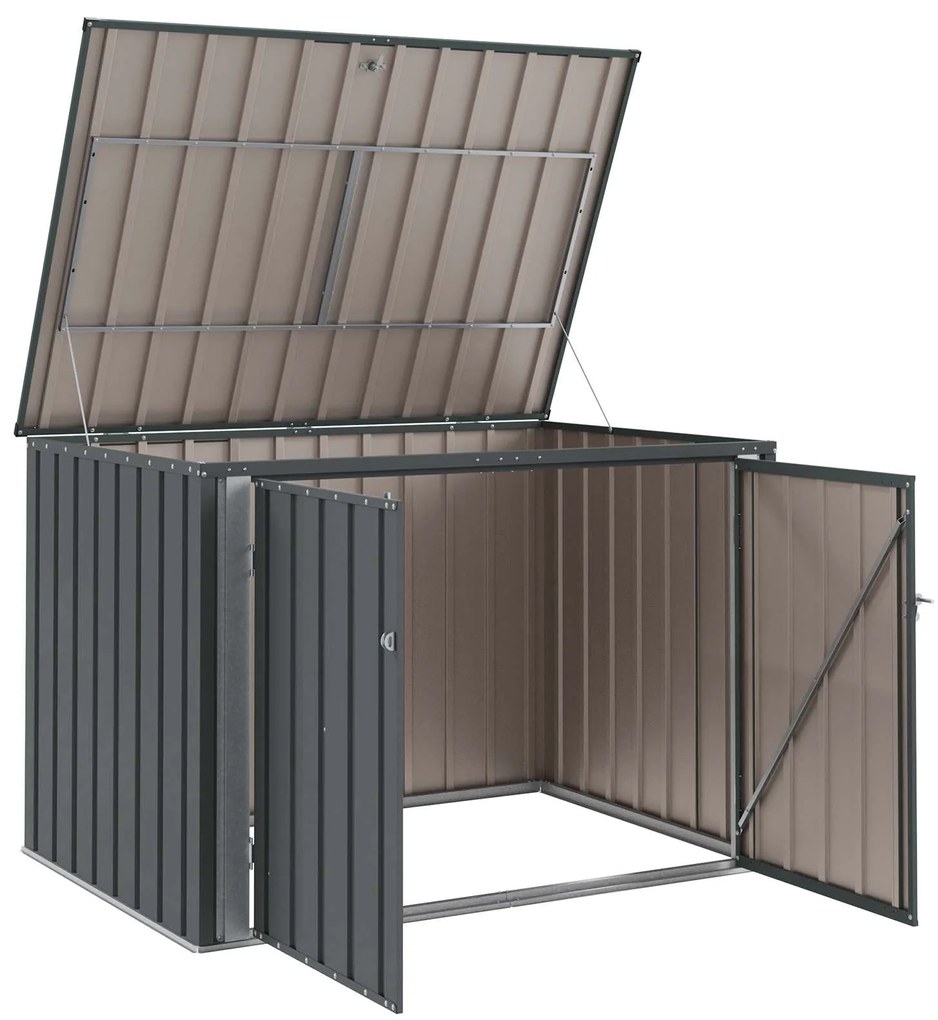 vidaXL Κουτί αποθήκευσης κήπου Μαύρο 151,5 x 107 x 100 εκ. Ατσάλι