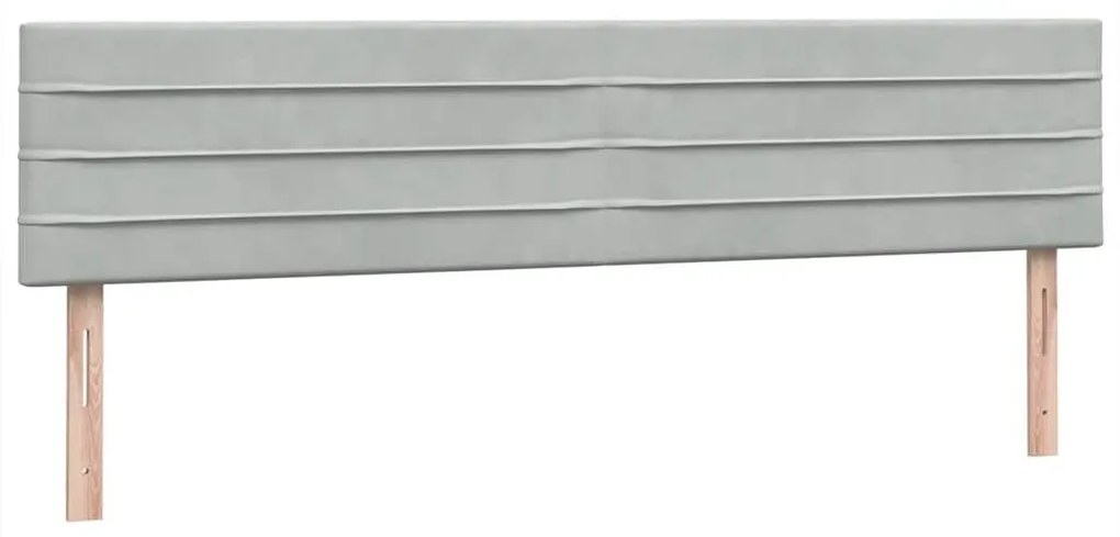 Κρεβάτι Boxspring με Στρώμα Ανοιχτό Γκρι 180x210 εκ. Βελούδινο - Γκρι
