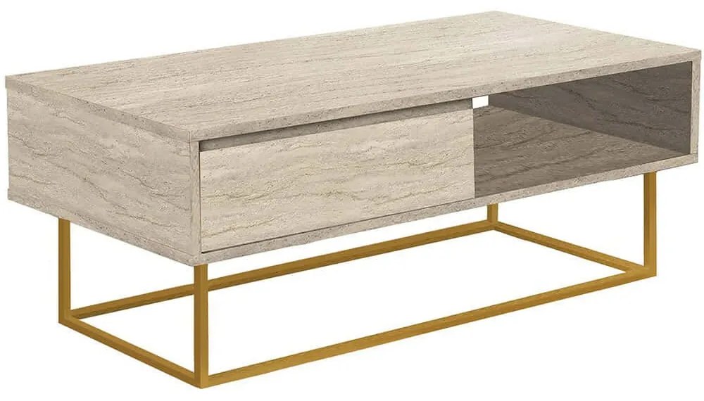 Τραπέζι Σαλονιού Laxus Dale 869VEL2528 120x60x43cm Travertine Beige