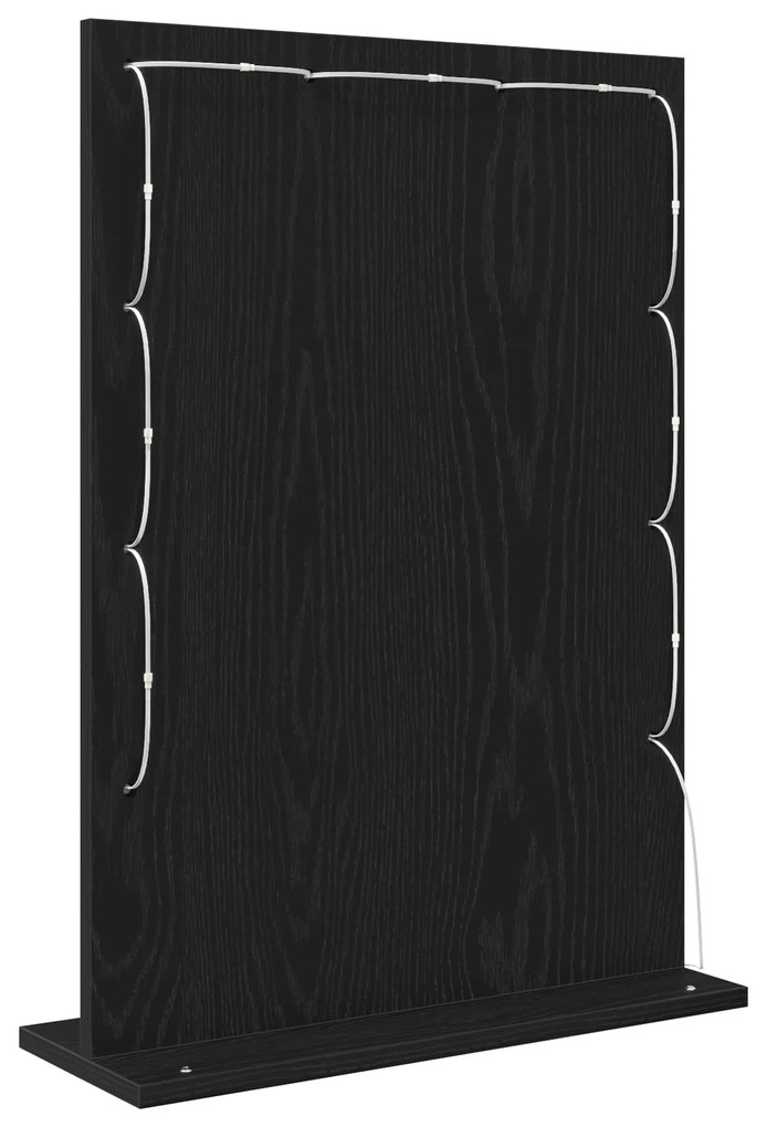 vidaXL Καθρέφτης Vanity με LED Φώτα Μαύρο Δρυς 70x50x18 εκ.
