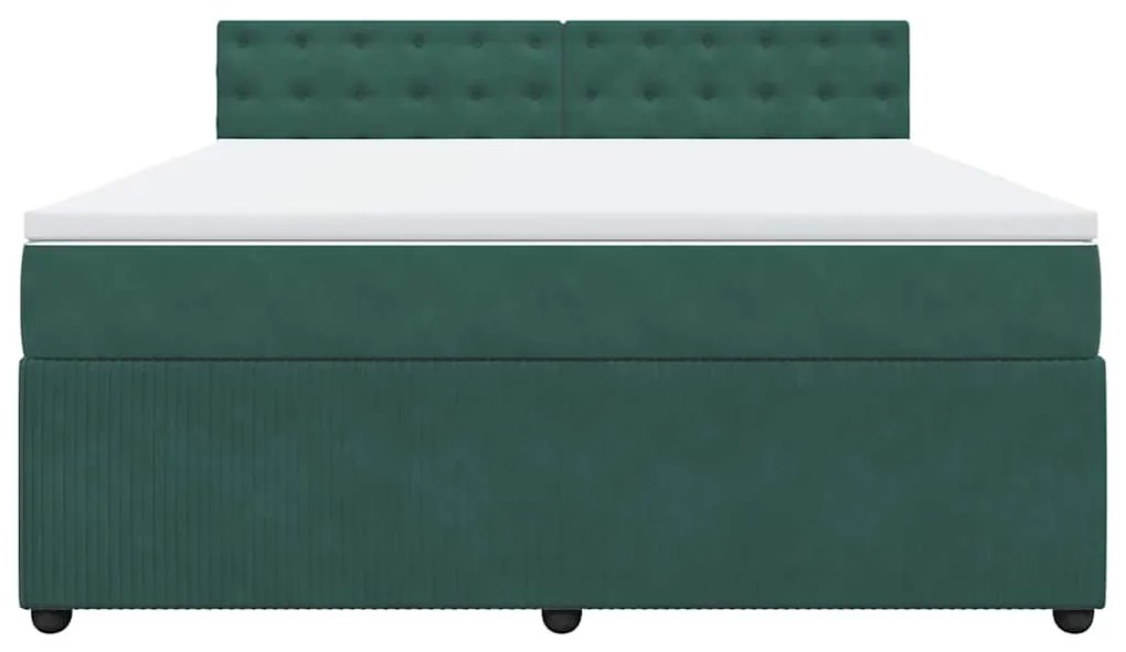 vidaXL Κρεβάτι Boxspring με Στρώμα Σκούρο Πράσινο 180x200εκ. Βελούδινο