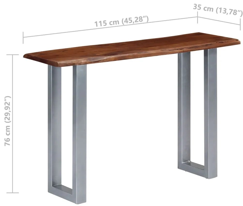 vidaXL Τραπέζι Κονσόλα 115x35x76 εκ. από Μασίφ Ξύλο Ακακίας και Σίδηρο