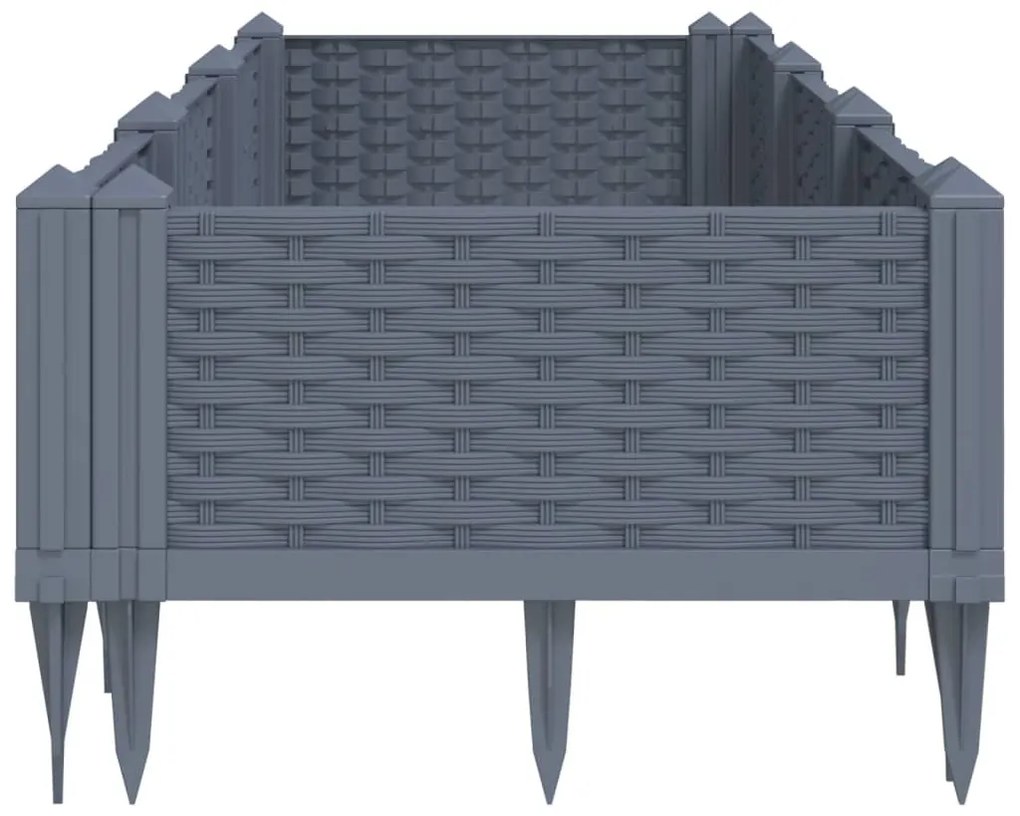 vidaXL Ζαρντινιέρα με Πασσάλους Μπλε Γκρι 125x40x28,5 εκ. Πολυπροπυλένιο