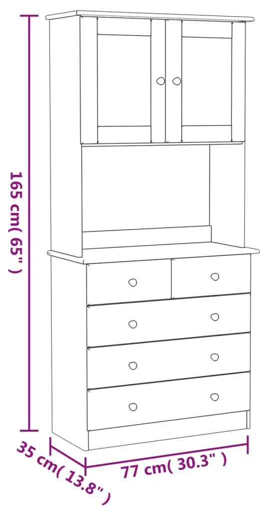 Ντουλάπι ALTA 77 x 35 x 165 εκ. από Μασίφ Ξύλο Πεύκου - Καφέ