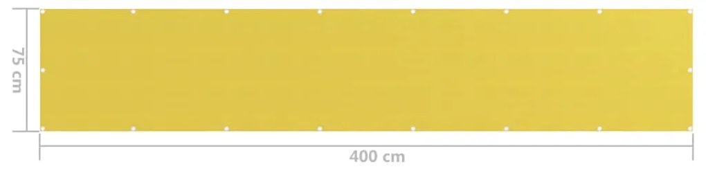 vidaXL Διαχωριστικό Βεράντας Κίτρινο 75 x 400 εκ. από HDPE