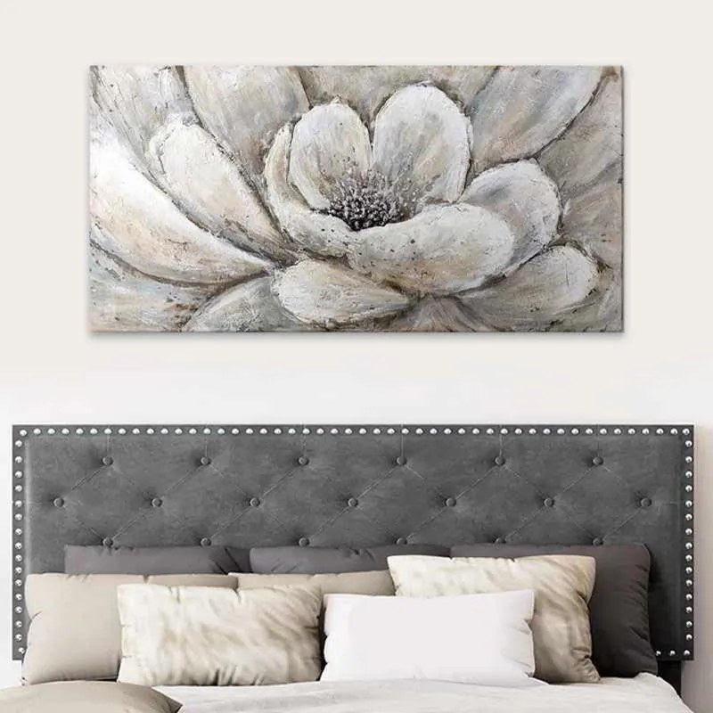 Πίνακας σε καμβά Silver Flowers&quot; Megapap ψηφιακής εκτύπωσης 140x70x3εκ.&quot;