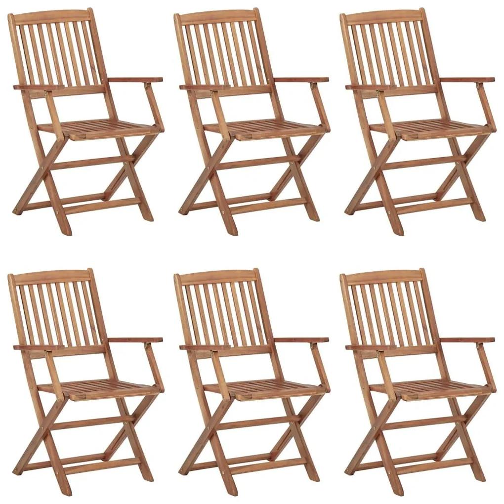 Καρέκλες Κήπου Πτυσσόμενες 6 τεμ Μασίφ Ξύλο Ακακίας &amp; Μαξιλάρια - Μαύρο