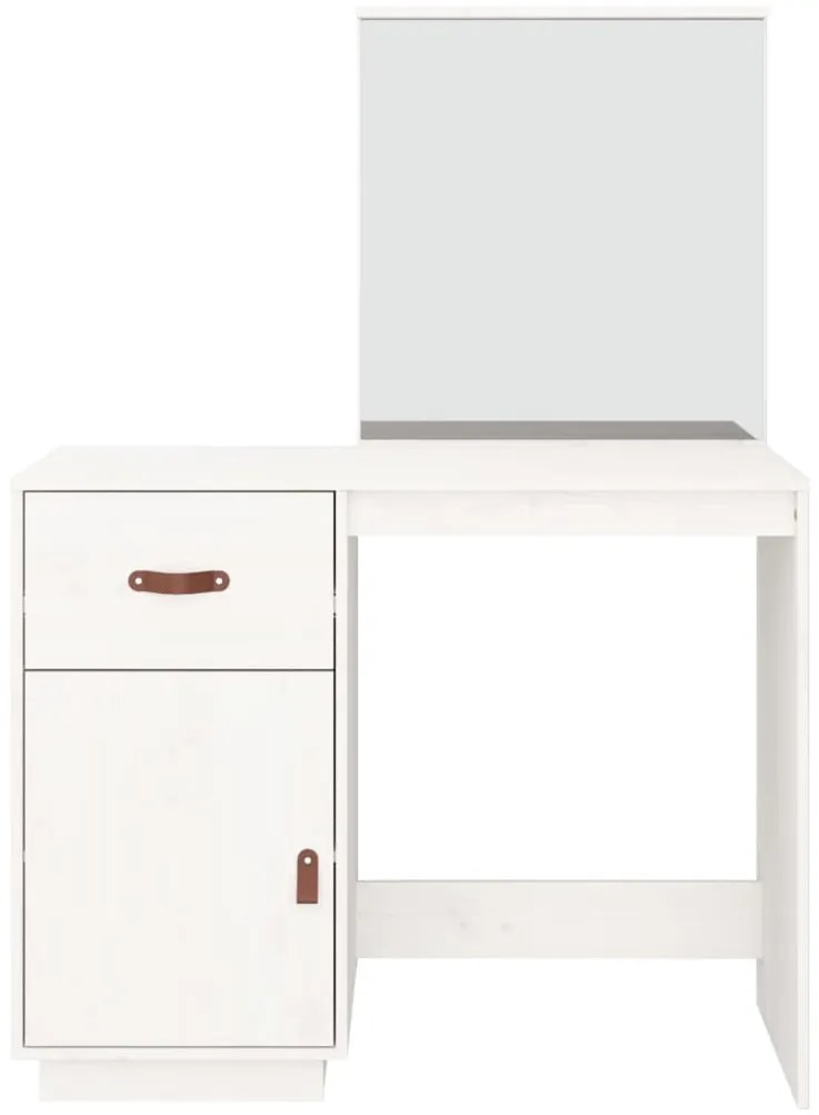 vidaXL Μπουντουάρ Λευκό 95x50x134 εκ. Μασίφ Ξύλο Πεύκου