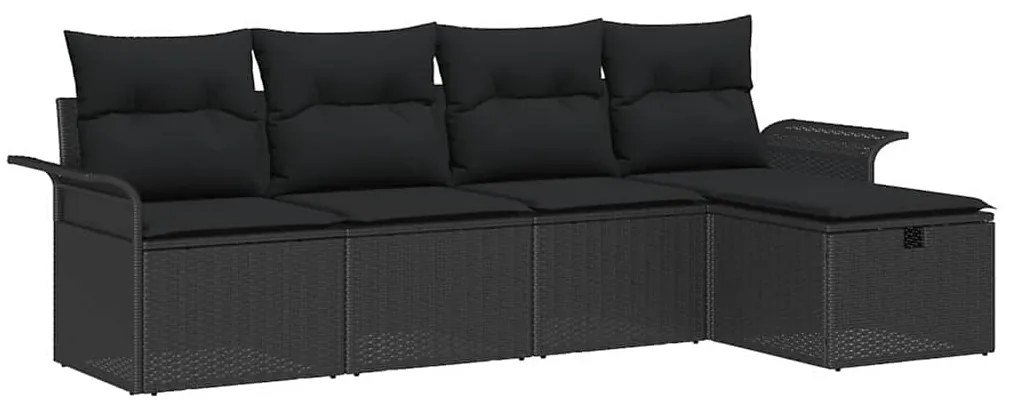 vidaXL Σετ Καναπέ Κήπου 5 pcs Μαύρο 251 x 117 x 85 εκ. Πολυ ράταν