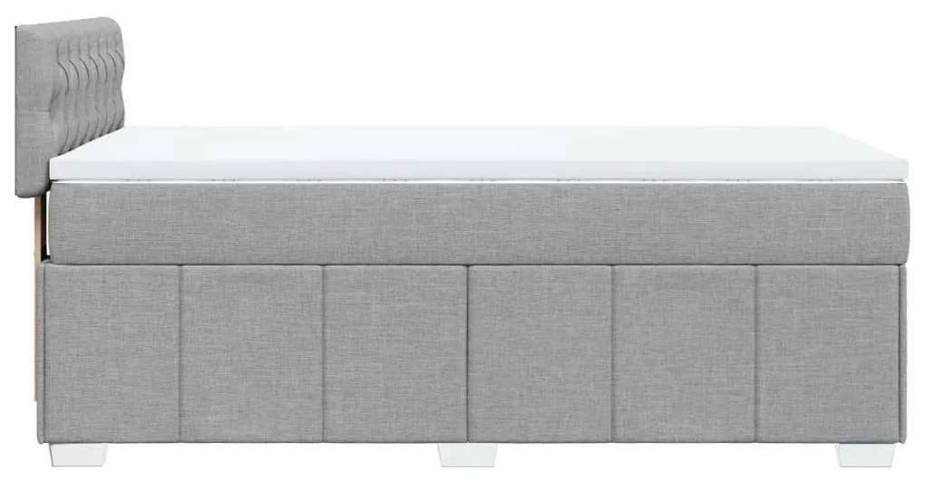 Κρεβάτι Boxspring με Στρώμα Ανοιχτό Γκρι 90x190 εκ. Υφασμάτινο - Γκρι