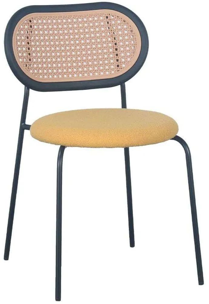 Καρέκλα Vintage 03-1063 47x55x76cm Black-Yellow Μέταλλο,Ύφασμα