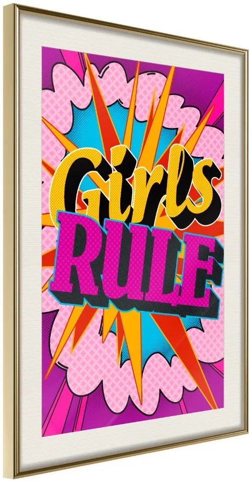 Αφίσα - Girls Rule (Colour) - 20x30 - Χρυσό - Με πασπαρτού