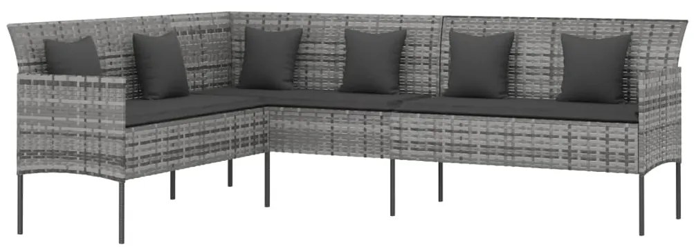 vidaXL Σετ Τραπεζαρίας Κήπου 6 τεμ. Γκρι Συνθετικό Ρατάν με Μαξιλάρια