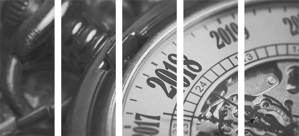 Ρολόι τσέπης vintage με 5 μέρη σε μαύρο & άσπρο - 200x100