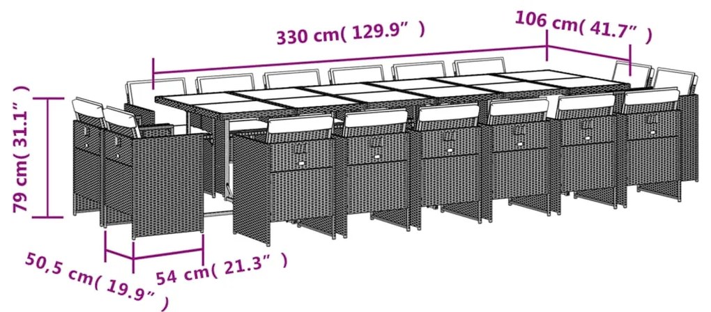 vidaXL Σετ Τραπεζαρίας Κήπου 17 τεμ Μικτό Μπεζ Συνθ. Ρατάν & Μαξιλάρια
