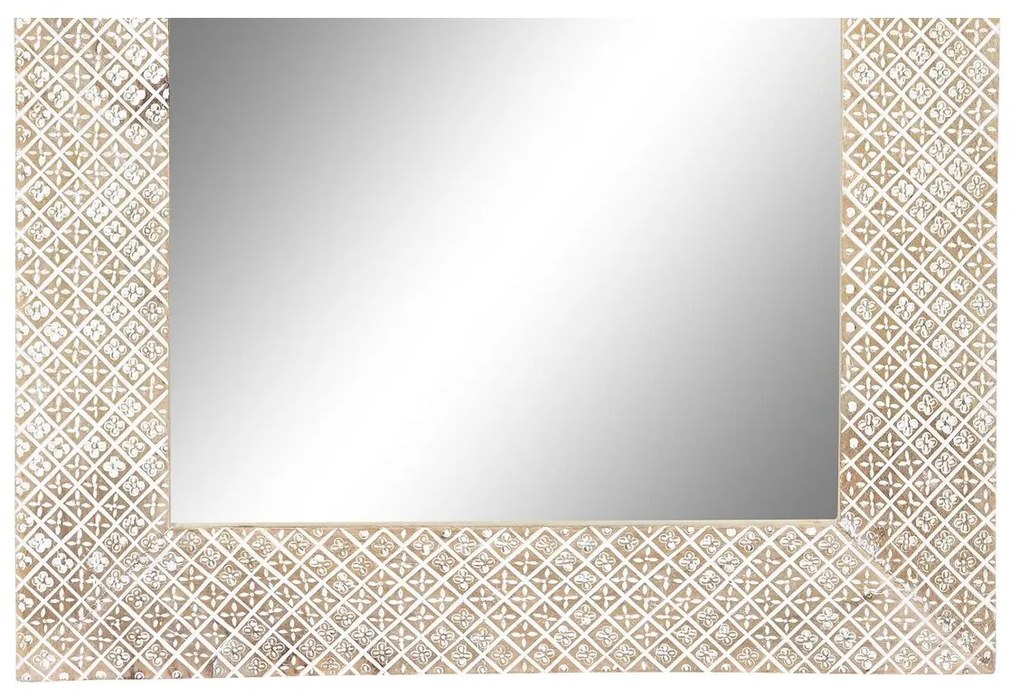 Τοίχο καθρέφτη DKD Home Decor Φυσικό Λευκό Ξύλο από Μάνγκο (76,5 x 3 x 122 cm)