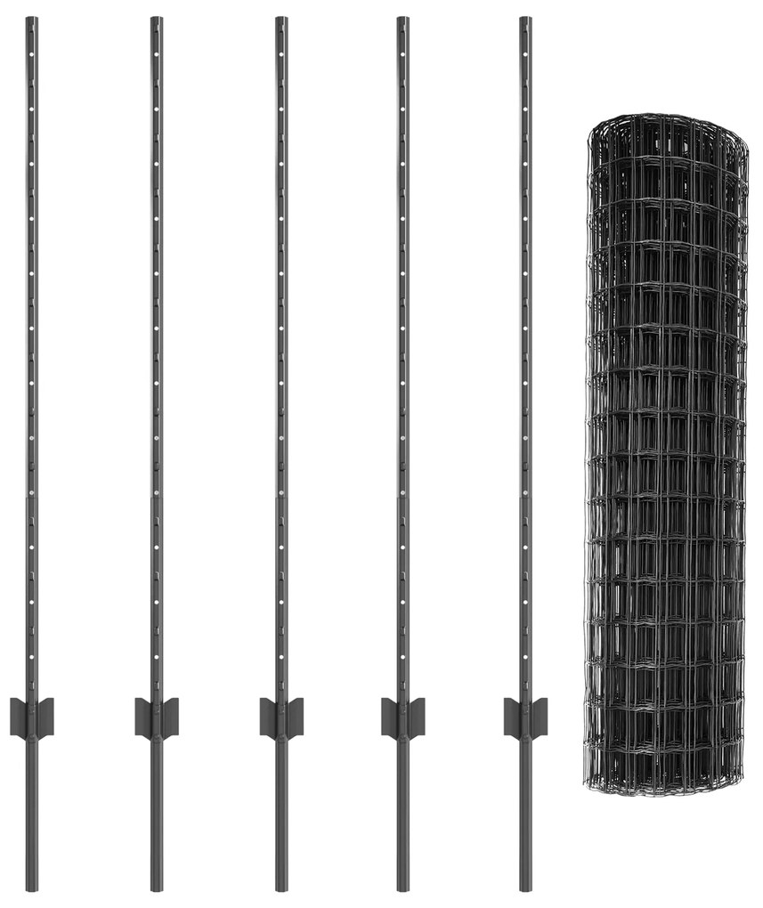 vidaXL Ευρωπαϊκός φράχτης με 10 στήλες Γκρι 1,2x10 μ Ατσάλι
