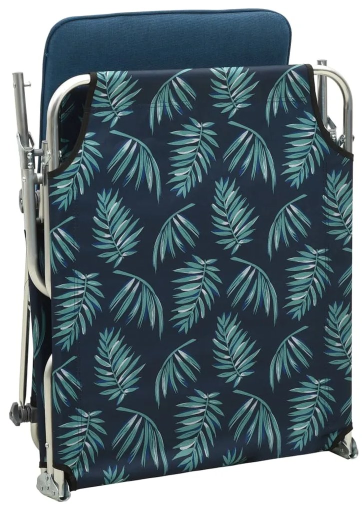 vidaXL Ξαπλώστρα Πτυσσόμενη Σχέδιο Φύλλων Ατσάλινη με Σκίαστρο