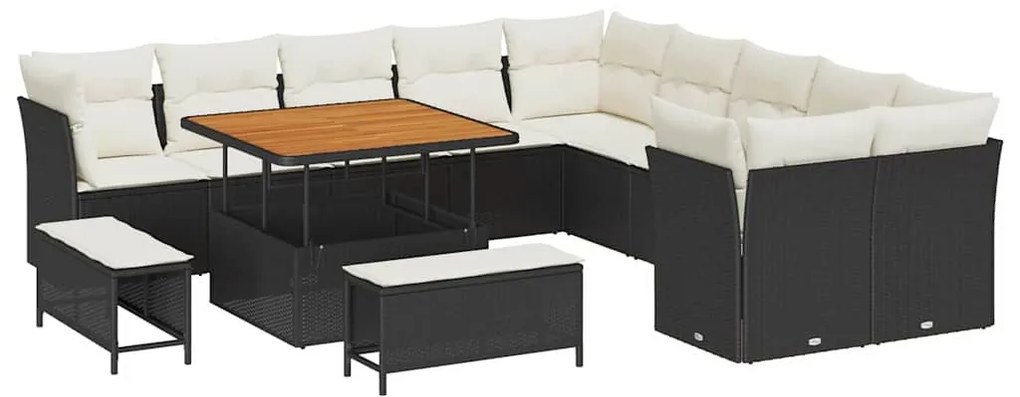 vidaXL Σετ Καναπέ Κήπου 13 pcs Μαύρο συνθετικό ρατάν