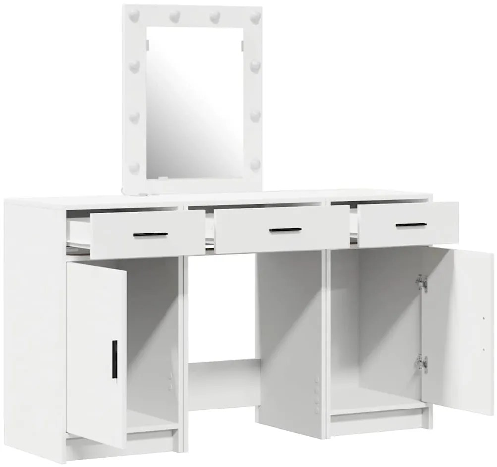 vidaXL Τραπέζι περιποίησης με συρτάρι 3 pcs Λευκό 50 x 41 x 135 εκ