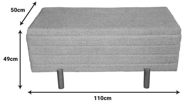 Σκαμπό μπαούλο Cindy Inart σετ 2 τεμ μπουκλέ ύφασμα σε μπεζ και λευκή απόχρωση 110x50x49 εκ.