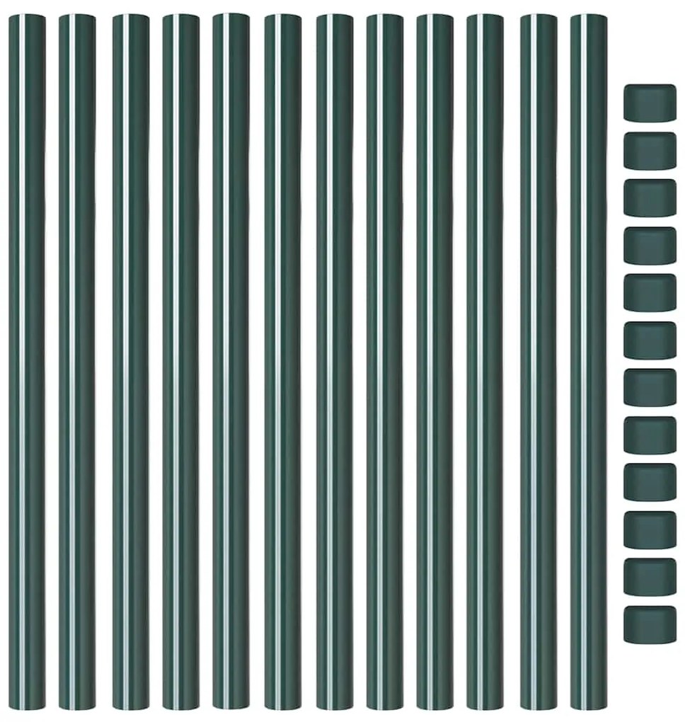 vidaXL Πό posts φράχτη 12 pcs Πράσινο 60 cm