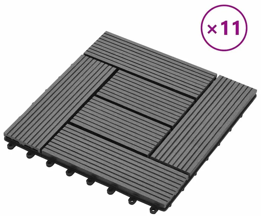 vidaXL Πλακάκια Deck 11 τεμ. Γκρι  30 x 30 εκ. / 1 τ.μ.  WPC