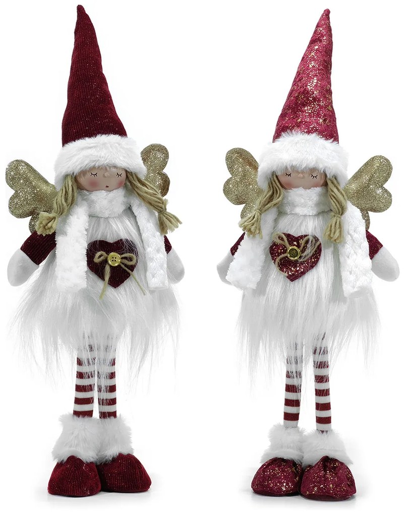 Χριστουγεννιάτικος Άγγελος Όρθιος Κόκκινο 58cm Σε 2 Σχέδια