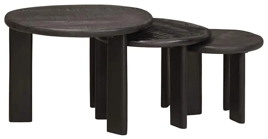 vidaXL Τραπεζάκια Καφέ Στερεών 3 pcs Λευκό Στερεό ξύλο μάνγκο