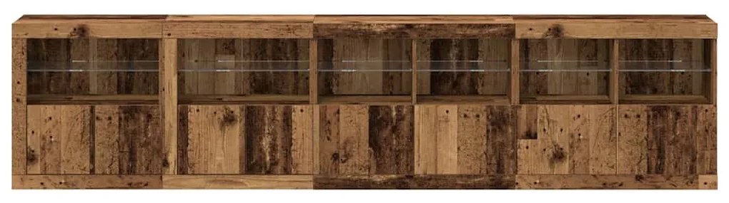 vidaXL Μπουφές με LED Φώτα Παλιού Ξύλου 283x37x67 cm Κατασκευασμένο Ξύλο