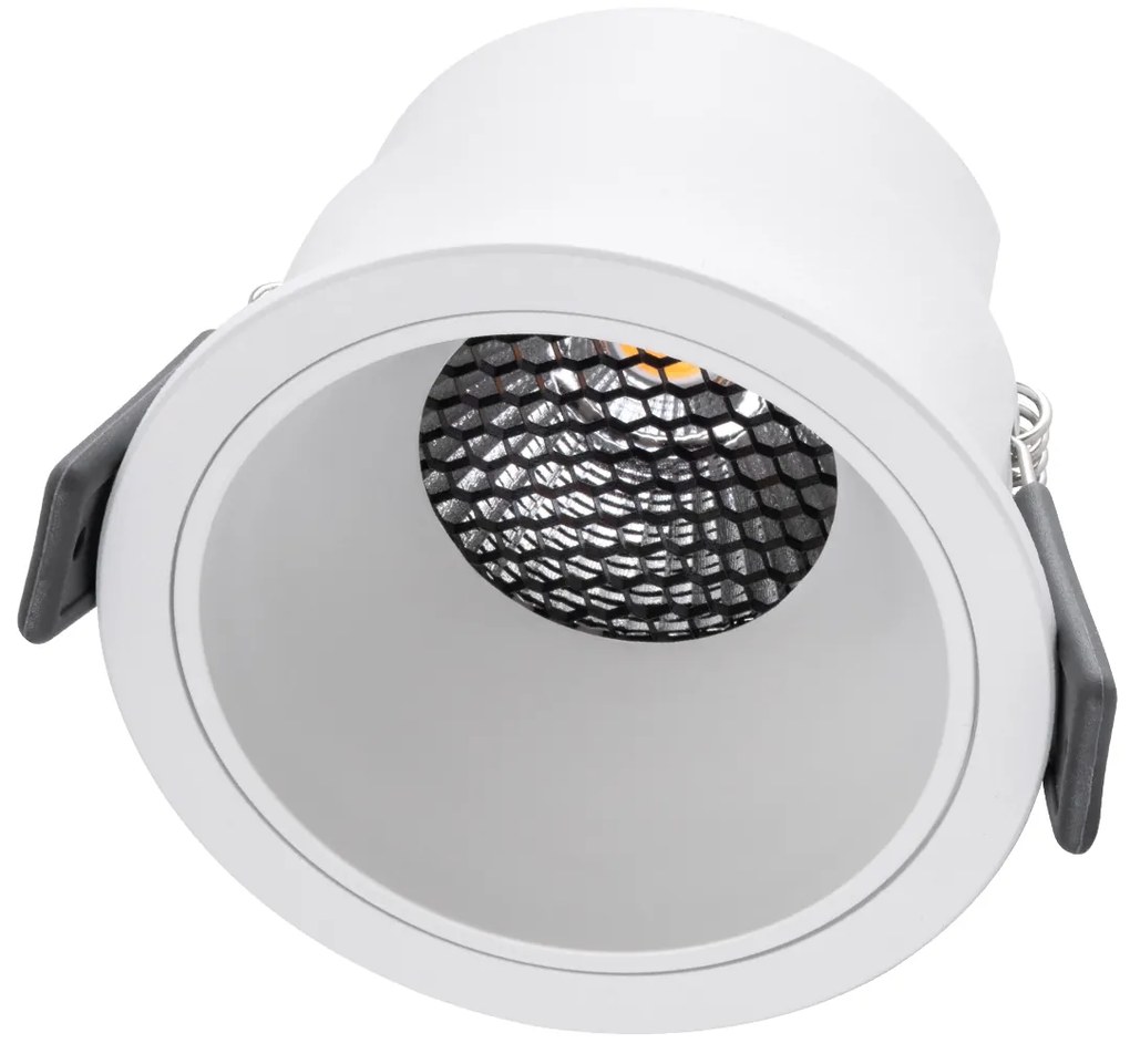 GloboStar® PLUTO-M 60254 Χωνευτό LED Spot Downlight TrimLess Φ8.4cm 10W 1300lm 38° AC 220-240V IP20 Φ8.4 x Υ5.9cm - Στρόγγυλο - Λευκό &amp; Anti-Glare HoneyComb - Φυσικό Λευκό 4500K - Bridgelux COB - 5 Years Warranty