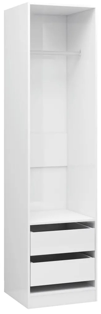 vidaXL Ντουλάπα με Συρτάρια Γυαλιστερό Λευκό 50x50x200 εκ. Επεξ. Ξύλο