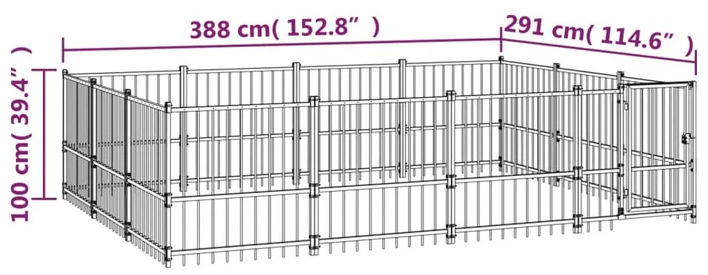 vidaXL Κλουβί Σκύλου Εξωτερικού Χώρου 11,58 μ² από Ατσάλι