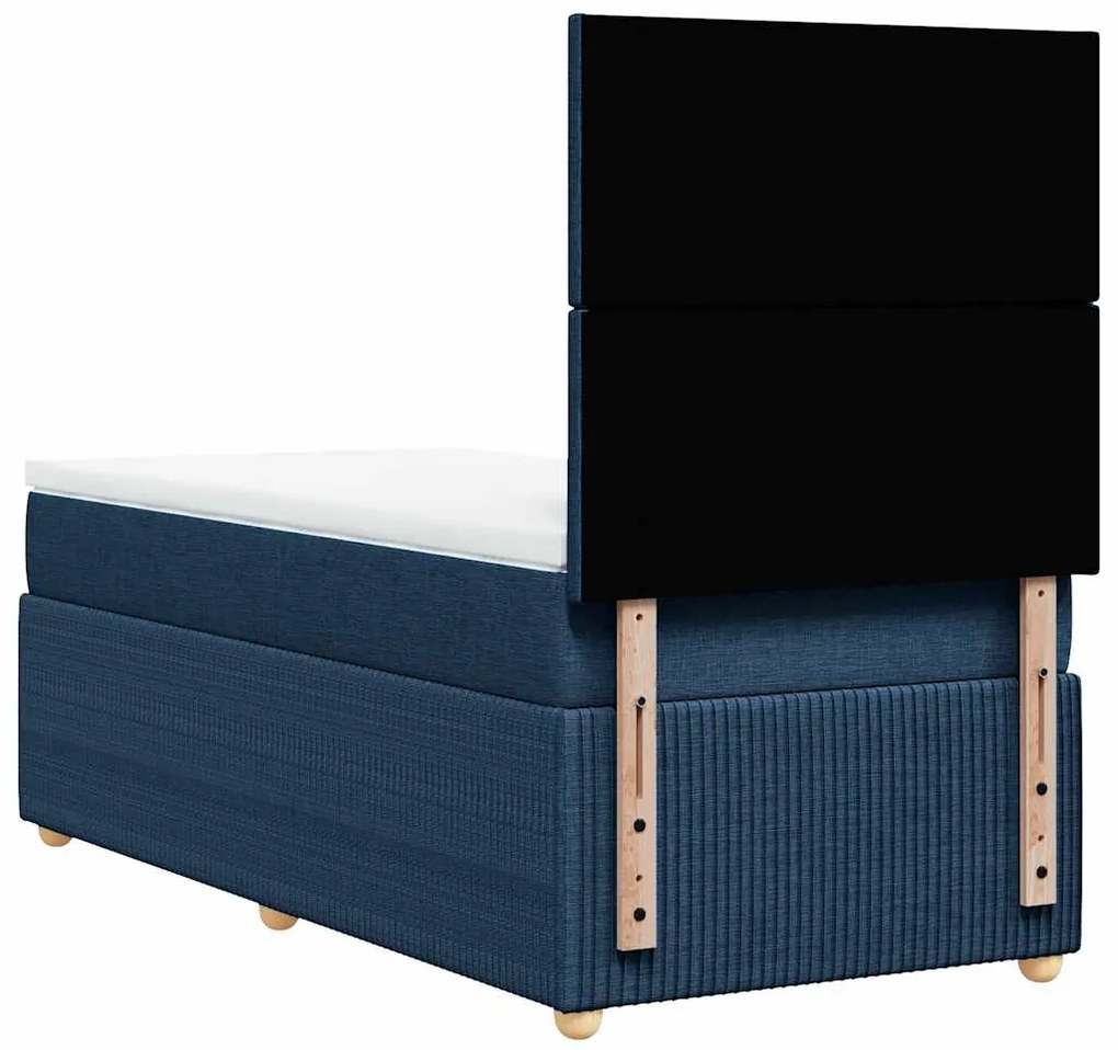 vidaXL Κρεβάτι Boxspring με Στρώμα Μπλε 90x200 εκ.Υφασμάτινο