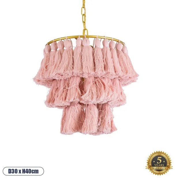 Boho Κρεμαστό Φωτιστικό Οροφής Μονόφωτο 02086 GloboStar-2086-Ροζ 2086