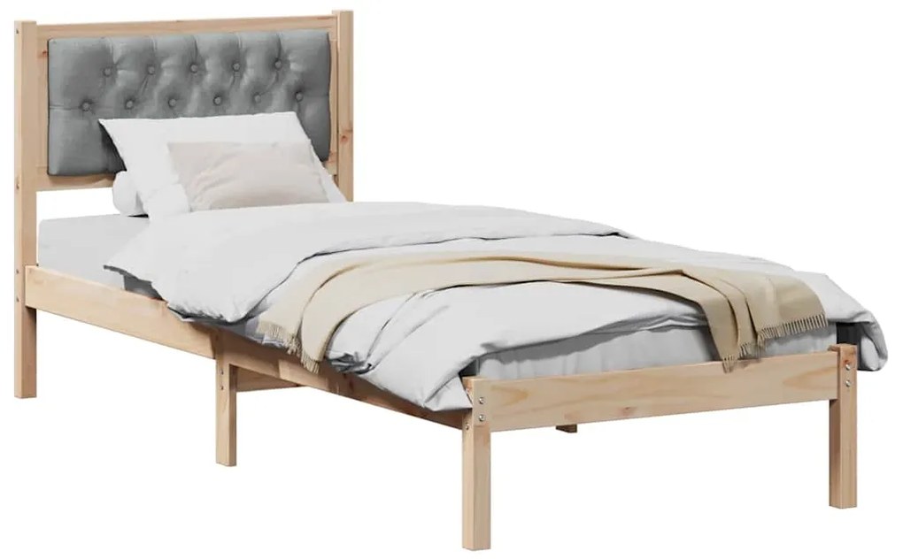 vidaXL Σκελετός Κρεβατιού με κεφαλάρι Ανοιχτό γκρι 90 x 190 cm