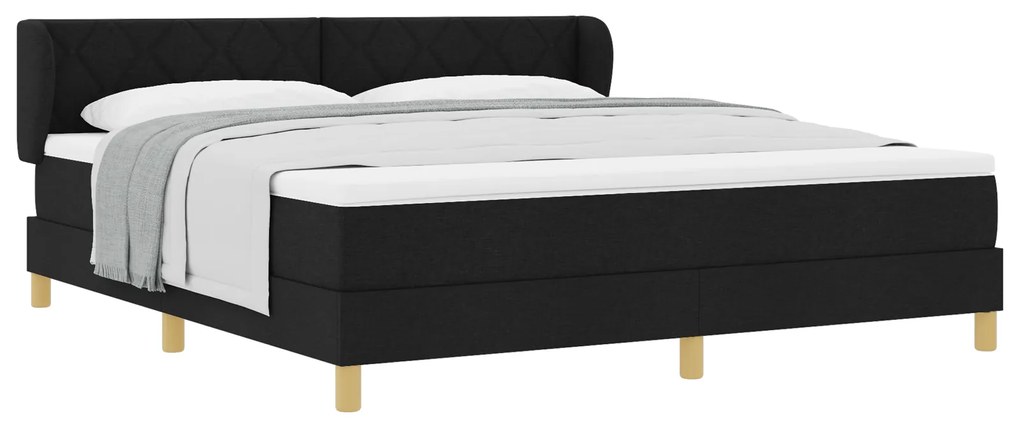 vidaXL Κρεβάτι Box Spring με Στρώμα Μαύρο 180x200 εκ. Υφασμάτινο