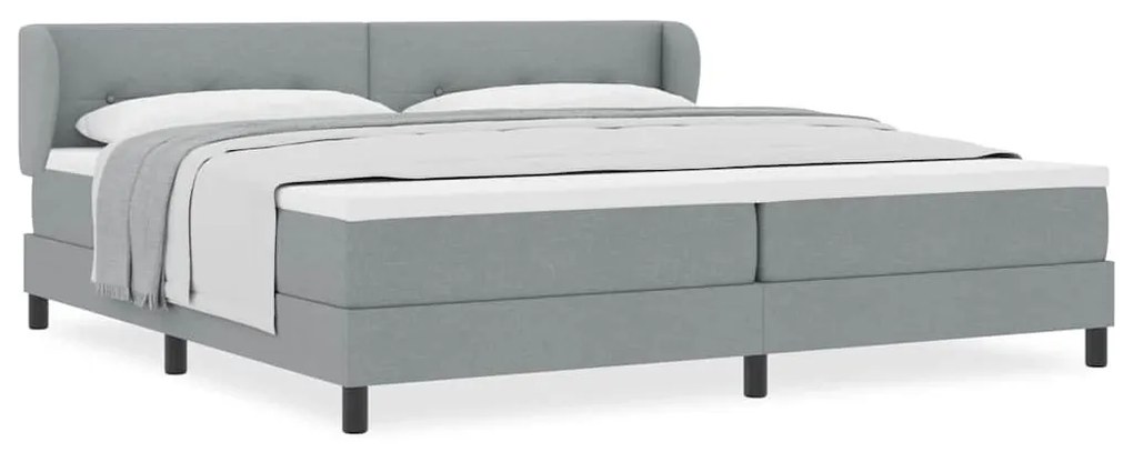 vidaXL Κρεβάτι box spring με στρώμα Ανοιχτό γκρι 200 x 200 cm ύφασμα