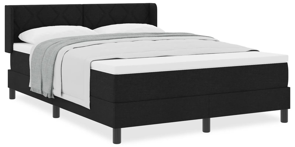 vidaXL Κρεβάτι με ελατήρια Μαύρο 140 x 200 cm Ύφασμα και αφρός