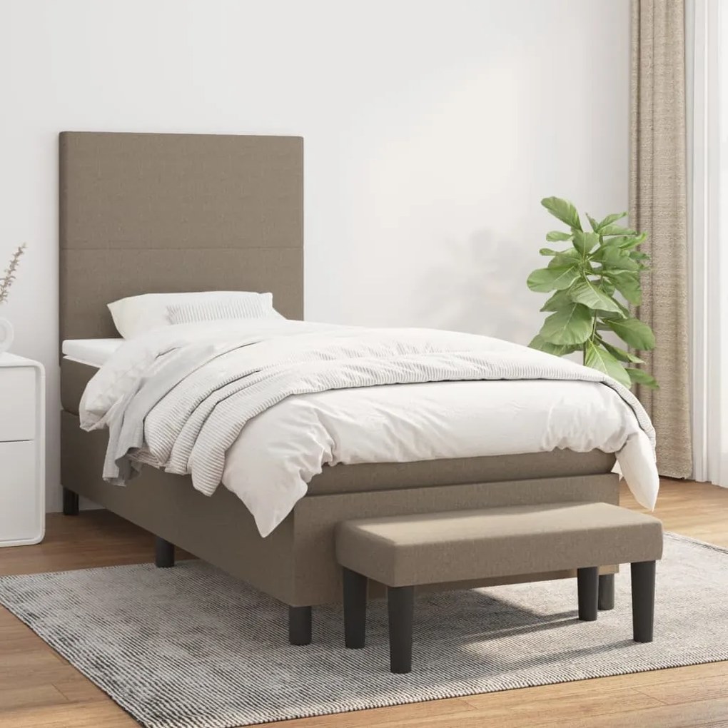 vidaXL Κρεβάτι Boxspring με Στρώμα Taupe 80x200 εκ. Υφασμάτινο