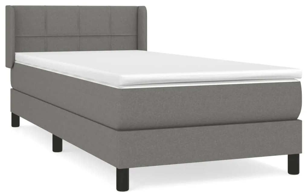 vidaXL Κρεβάτι Boxspring με Στρώμα Σκούρο Γκρι 80x200 εκ. Υφασμάτινο