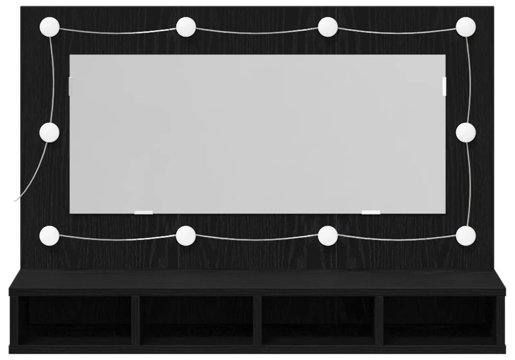 vidaXL Καθρέφτης Ντουλάπα LED σε Μαύρη Δρυς - 90x31.5x62 εκ.