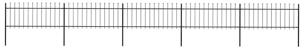 Φράχτης Κήπου με Κορυφή Δόρυ από Ατσάλι 892,5 x 80 εκ. Μαύρος