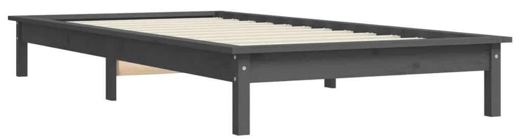 vidaXL Πλαίσιο Κρεβατιού Γκρι 100 x 200 εκ. από Μασίφ Ξύλο Πεύκου