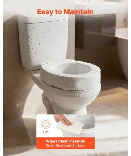 VEVOR Raised Toilet Seat, 136.1 kg Load Capacity, 88.9 mm Lift Height, Commode Elevated Toilet Seat Riser with Enlarged Opening for Seniors, Elderly, Handicap, Disabled, and Adults, Fits Round Bowl