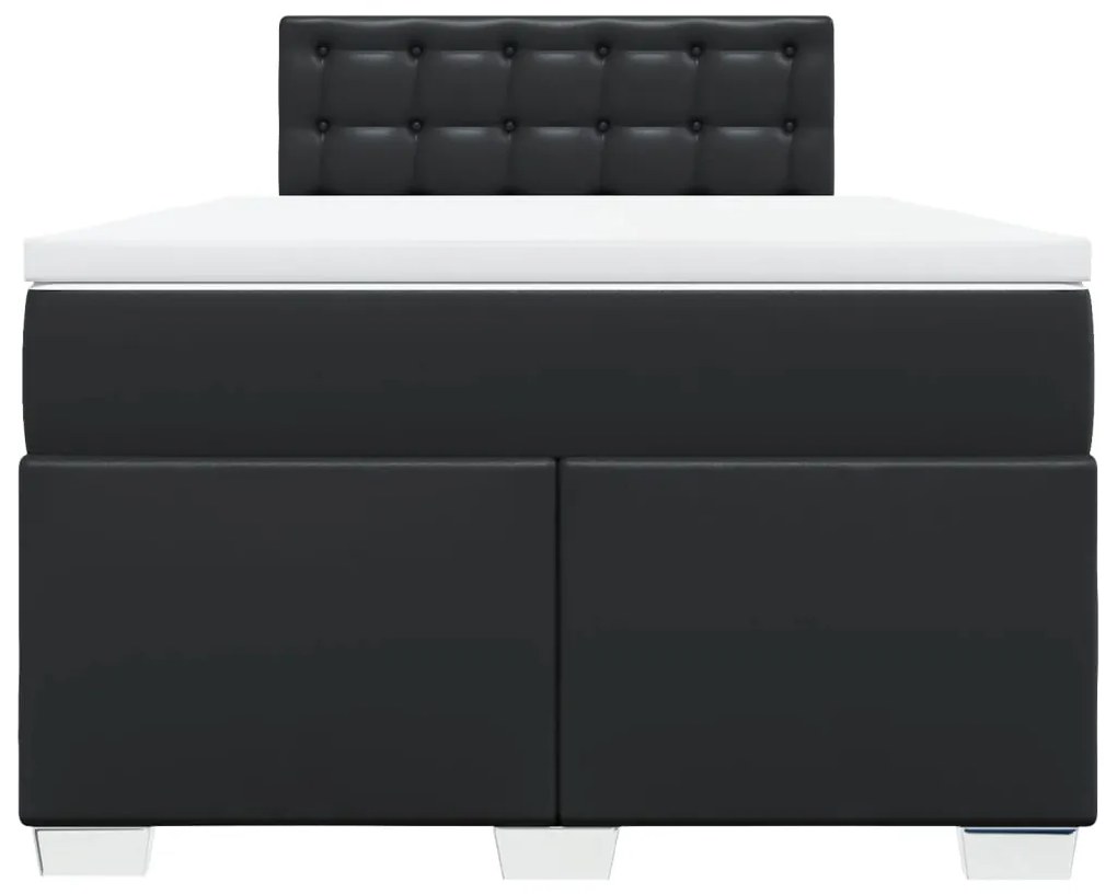 vidaXL Κρεβάτι Boxspring με Στρώμα Μαύρο 120 x 200 εκ. Συνθετικό Δέρμα