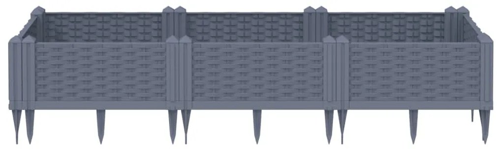vidaXL Ζαρντινιέρα με Πασσάλους Μπλε Γκρι 125x40x28,5 εκ. Πολυπροπυλένιο