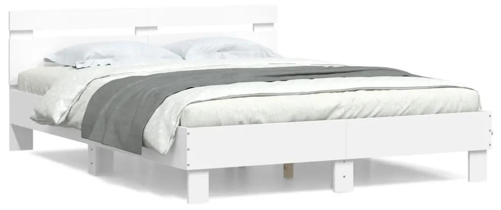 Πλαίσιο Κρεβατιού με Κεφαλάρι Λευκό 150x200 εκ Επεξεργ. Ξύλο