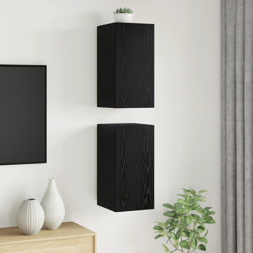 vidaXL Μονάδα Τηλεόρασης με ράφι Άλλο 2 pcs Μαύρη δρυς Επεξεργασμένο ξύλο